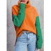 imageDokotoo Womens Turtleneck Sweaters Casual Long Sleeve Color Block Side Slit Pullover Knit Jumper TopsChristmas