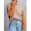 imageDokotoo Womens Turtleneck Sweaters Casual Long Sleeve Color Block Side Slit Pullover Knit Jumper TopsMaillard