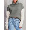 imageDokotoo Womens Turtleneck Sweaters Casual Long Sleeve Color Block Side Slit Pullover Knit Jumper TopsMedium Grey