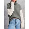 imageDokotoo Womens Turtleneck Sweaters Casual Long Sleeve Color Block Side Slit Pullover Knit Jumper TopsMedium Grey