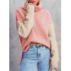 imageDokotoo Womens Turtleneck Sweaters Casual Long Sleeve Color Block Side Slit Pullover Knit Jumper TopsPeach