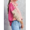 imageDokotoo Womens Turtleneck Sweaters Casual Long Sleeve Color Block Side Slit Pullover Knit Jumper TopsPeach