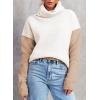 imageDokotoo Womens Turtleneck Sweaters Casual Long Sleeve Color Block Side Slit Pullover Knit Jumper TopsWhite
