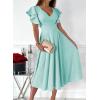 imageDokotoo Womens V Neck Elegant Party Dress Short Sleeve Skater Dress Wedding Guest DressesSky Blue