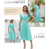 imageDokotoo Womens V Neck Elegant Party Dress Short Sleeve Skater Dress Wedding Guest DressesSky Blue