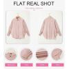 imageDokotoo Womens V Neck Striped Button Down Shirts Long Sleeve Tunic TopsBrown
