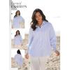 imageDokotoo Womens V Neck Striped Button Down Shirts Long Sleeve Tunic TopsSky Blue