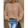 imageDokotoo Womens Waffle Knit Tops 2025 Oversized Long Sleeve Crewneck Shirts Business Casual Blouses Basic ShirtsA Apricot