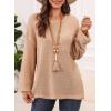 imageDokotoo Womens Waffle Knit Tops 2025 Oversized Long Sleeve Crewneck Shirts Business Casual Blouses Basic ShirtsA Apricot