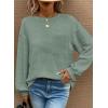 imageDokotoo Womens Waffle Knit Tops 2025 Oversized Long Sleeve Crewneck Shirts Business Casual Blouses Basic ShirtsA Mist Green