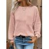 imageDokotoo Womens Waffle Knit Tops 2025 Oversized Long Sleeve Crewneck Shirts Business Casual Blouses Basic ShirtsApricot Pink