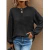 imageDokotoo Womens Waffle Knit Tops 2025 Oversized Long Sleeve Crewneck Shirts Business Casual Blouses Basic ShirtsBlack