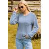 imageDokotoo Womens Waffle Knit Tops 2025 Oversized Long Sleeve Crewneck Shirts Business Casual Blouses Basic ShirtsDusk Blue