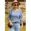 imageDokotoo Womens Waffle Knit Tops 2025 Oversized Long Sleeve Crewneck Shirts Business Casual Blouses Basic ShirtsDusk Blue