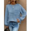 imageDokotoo Womens Waffle Knit Tops 2025 Oversized Long Sleeve Crewneck Shirts Business Casual Blouses Basic ShirtsDusk Blue