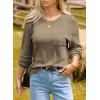 imageDokotoo Womens Waffle Knit Tops 2025 Oversized Long Sleeve Crewneck Shirts Business Casual Blouses Basic ShirtsElmwood