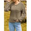 imageDokotoo Womens Waffle Knit Tops 2025 Oversized Long Sleeve Crewneck Shirts Business Casual Blouses Basic ShirtsElmwood