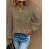 imageDokotoo Womens Waffle Knit Tops 2025 Oversized Long Sleeve Crewneck Shirts Business Casual Blouses Basic ShirtsElmwood