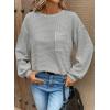 imageDokotoo Womens Waffle Knit Tops 2025 Oversized Long Sleeve Crewneck Shirts Business Casual Blouses Basic ShirtsGray