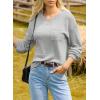 imageDokotoo Womens Waffle Knit Tops 2025 Oversized Long Sleeve Crewneck Shirts Business Casual Blouses Basic ShirtsGray