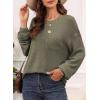 imageDokotoo Womens Waffle Knit Tops 2025 Oversized Long Sleeve Crewneck Shirts Business Casual Blouses Basic ShirtsMoss Green
