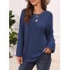 imageDokotoo Womens Waffle Knit Tops 2025 Oversized Long Sleeve Crewneck Shirts Business Casual Blouses Basic ShirtsNavy Blue