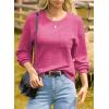 imageDokotoo Womens Waffle Knit Tops 2025 Oversized Long Sleeve Crewneck Shirts Business Casual Blouses Basic ShirtsRose Red
