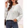 imageDokotoo Womens Waffle Knit Tops 2025 Oversized Long Sleeve Crewneck Shirts Business Casual Blouses Basic ShirtsWhite