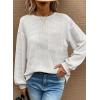 imageDokotoo Womens Waffle Knit Tops 2025 Oversized Long Sleeve Crewneck Shirts Business Casual Blouses Basic ShirtsWhite