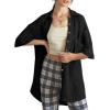 imageDokotoo Womens Waffle Knit Tops Casual 34 Bell Sleeve Button Down Shirts Lapel V Neck Dressy Blouses with PocketBlack