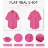 imageDokotoo Womens Waffle Knit Tops Casual 34 Bell Sleeve Button Down Shirts Lapel V Neck Dressy Blouses with PocketBright Pink