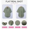 imageDokotoo Womens Waffle Knit Tops Casual 34 Bell Sleeve Button Down Shirts Lapel V Neck Dressy Blouses with PocketLaurel Green