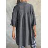 imageDokotoo Womens Waffle Knit Tops Casual 34 Bell Sleeve Button Down Shirts Lapel V Neck Dressy Blouses with PocketMedium Grey