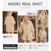 imageDokotoo Womens Waffle Knit Tops Casual 34 Bell Sleeve Button Down Shirts Lapel V Neck Dressy Blouses with PocketParchment