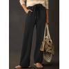 imageDokotoo Womens Wide Leg Pants 2025 Flowy Casual Pants Straight Leg Elastic Waisted Stretch Palazzo PantsBlack