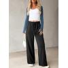 imageDokotoo Womens Wide Leg Pants 2025 Flowy Casual Pants Straight Leg Elastic Waisted Stretch Palazzo PantsBlack
