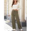 imageDokotoo Womens Wide Leg Pants 2025 Flowy Casual Pants Straight Leg Elastic Waisted Stretch Palazzo PantsJungle Green