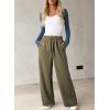 imageDokotoo Womens Wide Leg Pants 2025 Flowy Casual Pants Straight Leg Elastic Waisted Stretch Palazzo PantsJungle Green