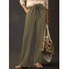 imageDokotoo Womens Wide Leg Pants 2025 Flowy Casual Pants Straight Leg Elastic Waisted Stretch Palazzo PantsJungle Green