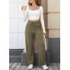 imageDokotoo Womens Wide Leg Pants 2025 Flowy Casual Pants Straight Leg Elastic Waisted Stretch Palazzo PantsJungle Green