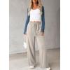 imageDokotoo Womens Wide Leg Pants 2025 Flowy Casual Pants Straight Leg Elastic Waisted Stretch Palazzo PantsPale Khaki