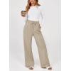 imageDokotoo Womens Wide Leg Pants 2025 Flowy Casual Pants Straight Leg Elastic Waisted Stretch Palazzo PantsParchment
