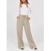 imageDokotoo Womens Wide Leg Pants 2025 Flowy Casual Pants Straight Leg Elastic Waisted Stretch Palazzo PantsParchment