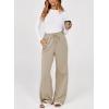 imageDokotoo Womens Wide Leg Pants 2025 Flowy Casual Pants Straight Leg Elastic Waisted Stretch Palazzo PantsParchment