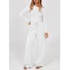 imageDokotoo Womens Wide Leg Pants 2025 Flowy Casual Pants Straight Leg Elastic Waisted Stretch Palazzo PantsWhite