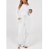 imageDokotoo Womens Wide Leg Pants 2025 Flowy Casual Pants Straight Leg Elastic Waisted Stretch Palazzo PantsWhite
