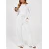 imageDokotoo Womens Wide Leg Pants 2025 Flowy Casual Pants Straight Leg Elastic Waisted Stretch Palazzo PantsWhite
