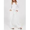 imageDokotoo Womens Wide Leg Pants 2025 Flowy Casual Pants Straight Leg Elastic Waisted Stretch Palazzo PantsWhite