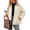 imageDokotoo Womens Winter Casual Quilted Jackets Long Sleeve Button Down Puffer Jacket Padded Outerwear CoatsApricot