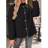 imageDokotoo Womens Winter Casual Quilted Jackets Long Sleeve Button Down Puffer Jacket Padded Outerwear CoatsBlack